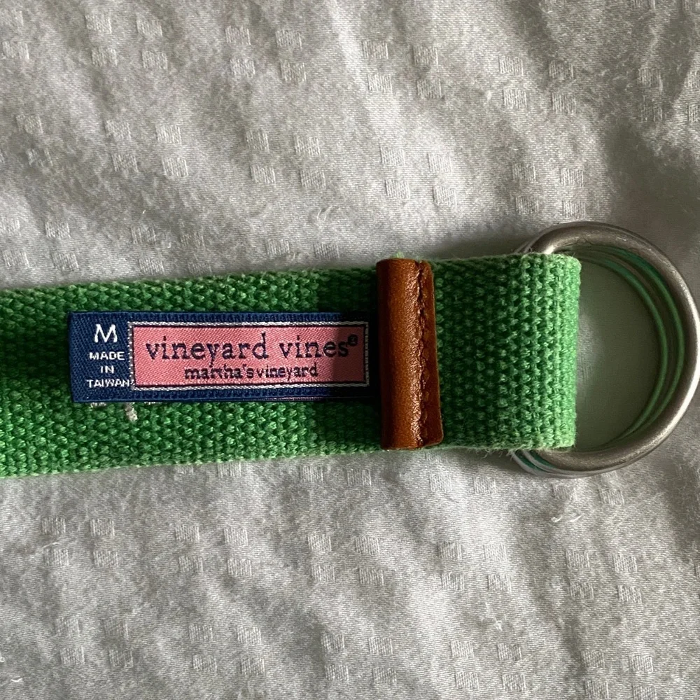 Vineyard Vines Boys Green Belt with White Shamrocks Cotton Canvas ☘️